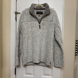 True Grit Women's Gray Sherpa V-Neck Sweater